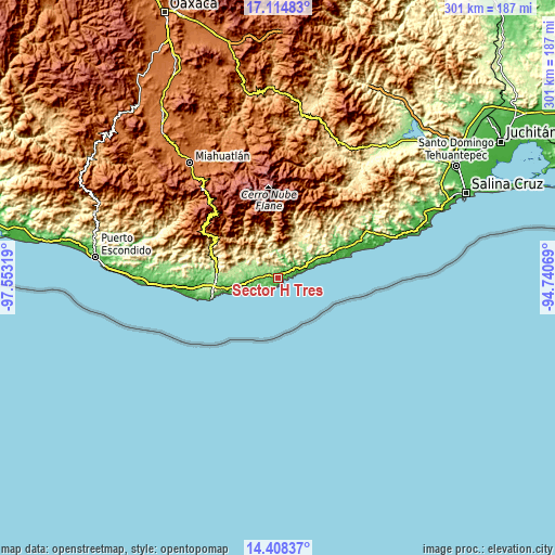 Topographic map of Sector H Tres