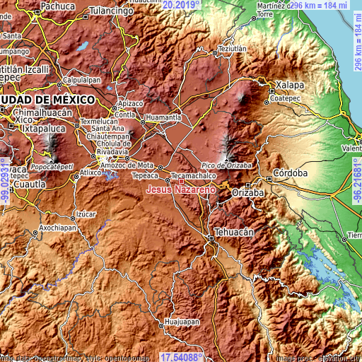 Topographic map of Jesús Nazareno