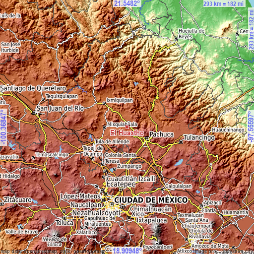 Topographic map of El Huaxtho