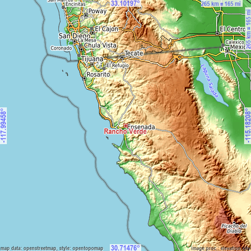 Topographic map of Rancho Verde