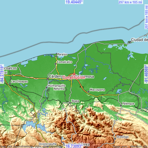 Topographic map of Constitución