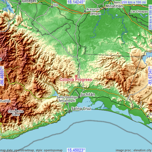 Topographic map of Colonia Progreso