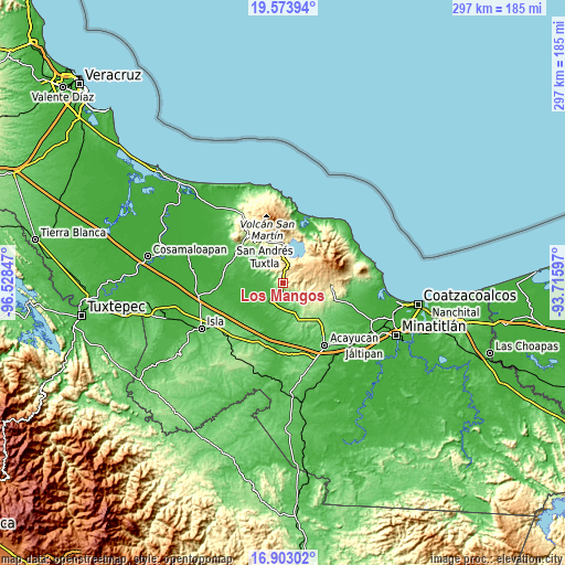 Topographic map of Los Mangos