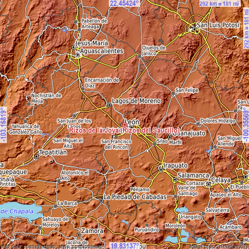 Topographic map of Rizos de la Joya (Rizos del Saucillo)