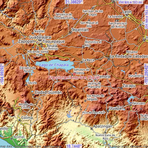 Topographic map of Fraccionamiento San Miguel