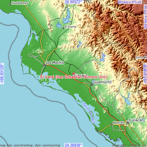 Topographic map of El Varal (San Sebastián Número Uno)