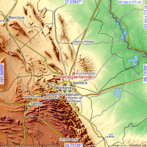 Topographic map of Portal de las Salinas