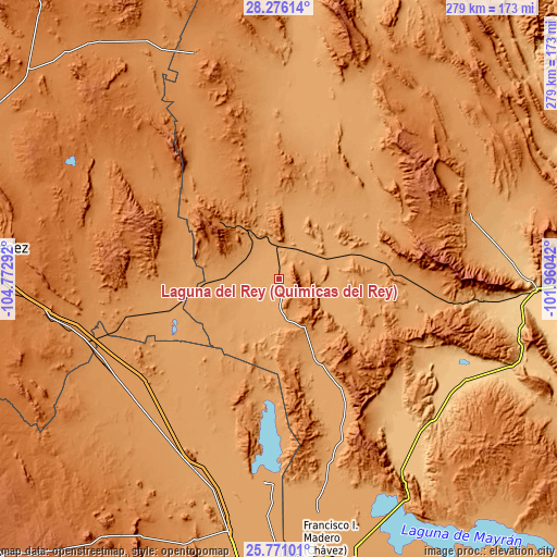 Topographic map of Laguna del Rey (Químicas del Rey)