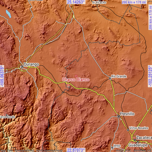 Topographic map of Charco Blanco