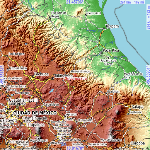 Topographic map of Chicahuaxtla