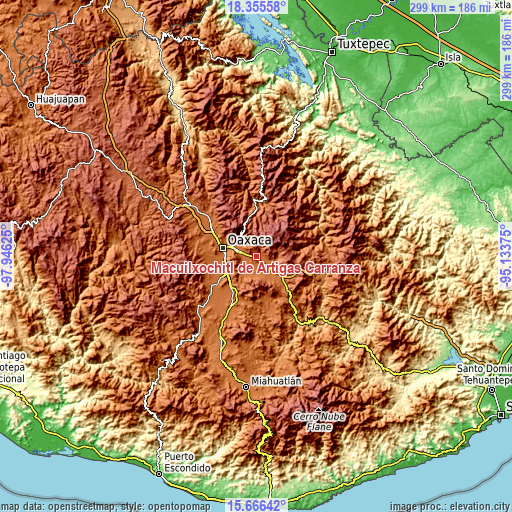 Topographic map of Macuilxóchitl de Artigas Carranza