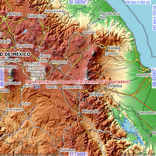 Topographic map of San Francisco Independencia (Santa María Aserradero)