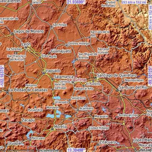 Topographic map of La Aurora