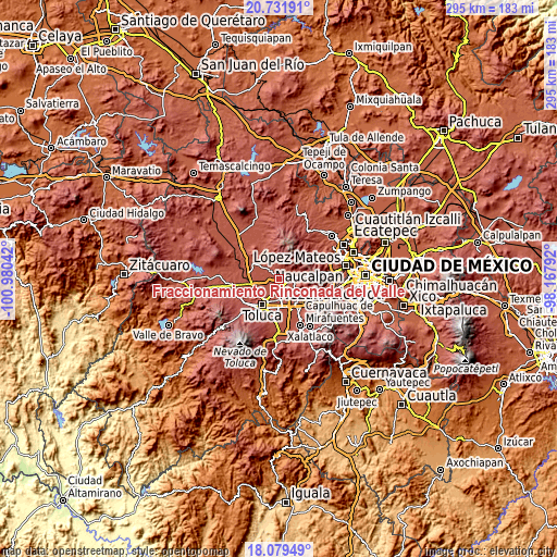 Topographic map of Fraccionamiento Rinconada del Valle