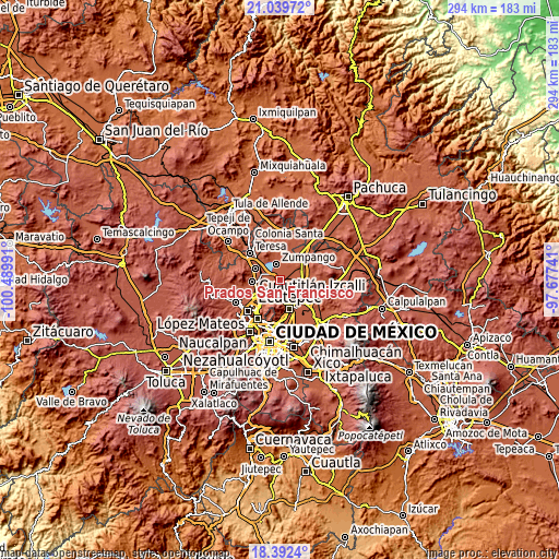 Topographic map of Prados San Francisco