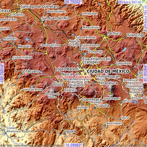 Topographic map of San José Tejamanil