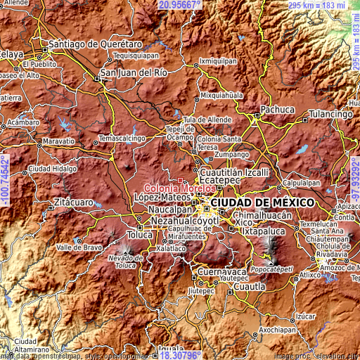 Topographic map of Colonia Morelos