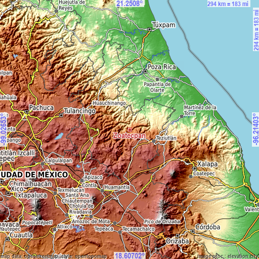 Topographic map of Zoatecpan