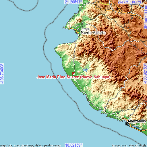 Topographic map of José María Pino Suárez (Nuevo Nahuapa)