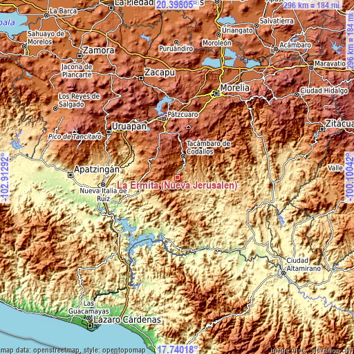 Topographic map of La Ermita (Nueva Jerusalén)