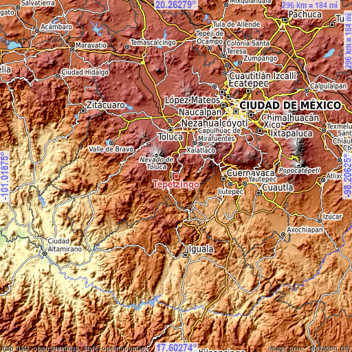 Topographic map of Tepetzingo