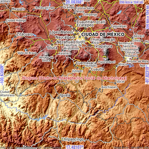 Topographic map of Ninguno [Centro de Readaptación Social de Atlacholoaya]