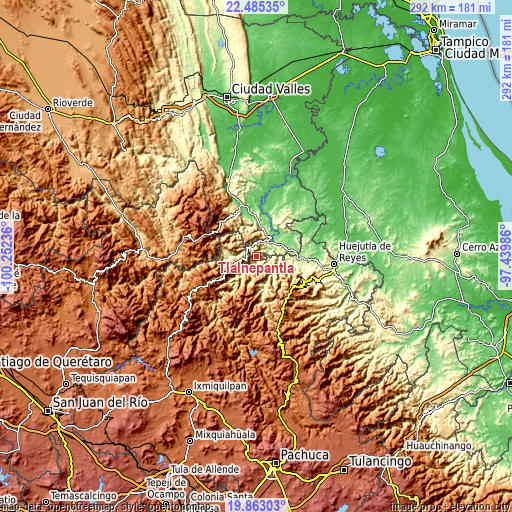 Topographic map of Tlalnepantla