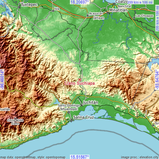 Topographic map of Llano Suchiapa