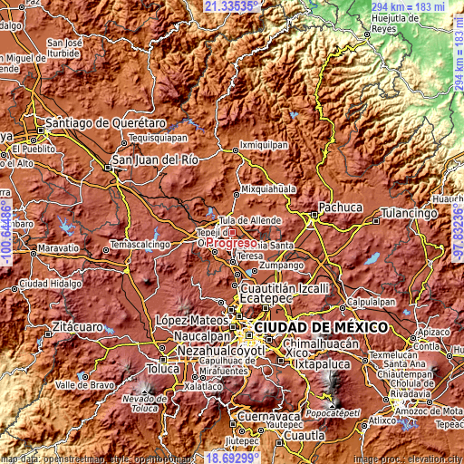 Topographic map of Progreso