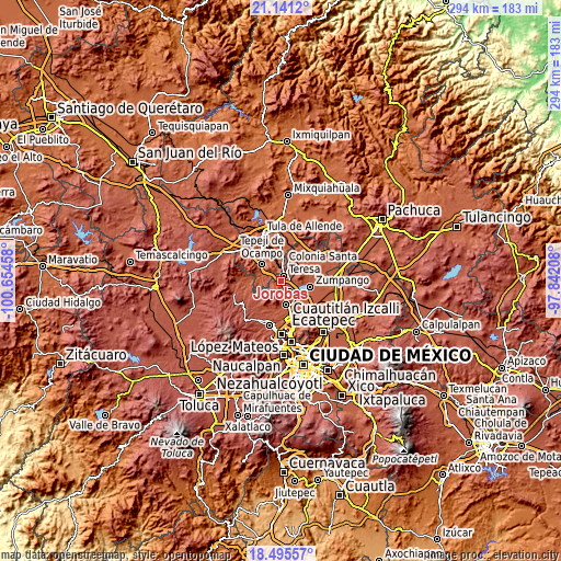 Topographic map of Jorobas