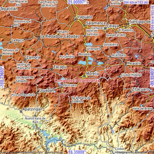 Topographic map of Lomas de la Maestranza