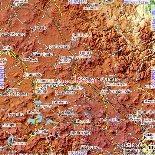 Topographic map of Paseos del Pedregal
