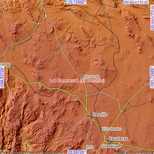 Topographic map of Las Esperanzas (El Ranchito)