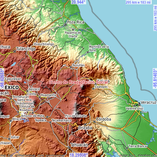 Topographic map of Centro de Readaptación Social