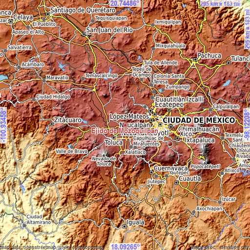 Topographic map of Ejido de Mozoquilpan