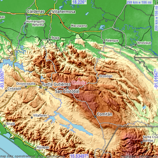 Topographic map of Chiloljá