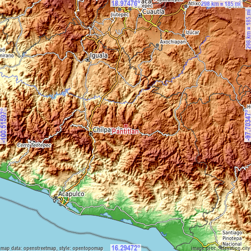 Topographic map of Pantitlán