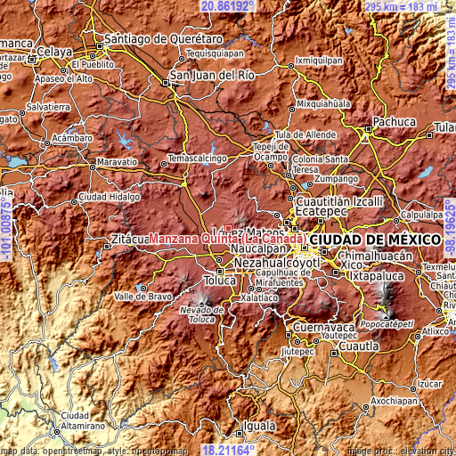 Topographic map of Manzana Quinta (La Cañada)