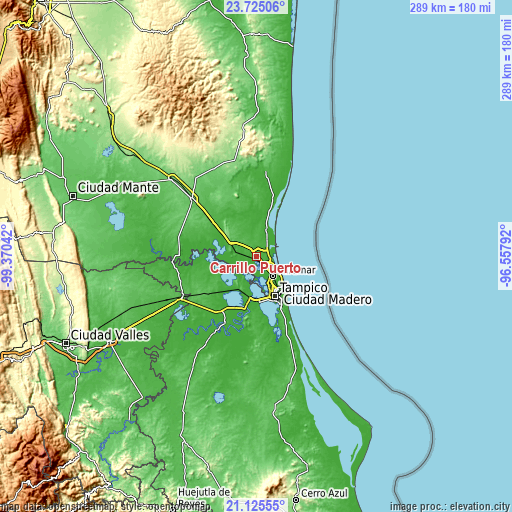 Topographic map of Carrillo Puerto