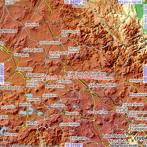Topographic map of Hacienda la Cruz [Fraccionamiento]