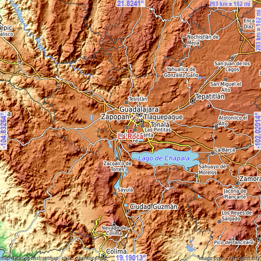 Topographic map of La Roca