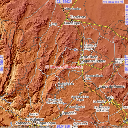 Topographic map of El Cuervero (Cuerveros)