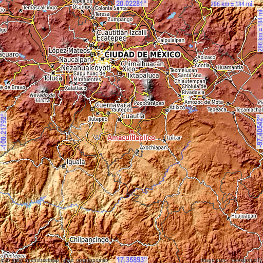 Topographic map of Amacuitlapilco