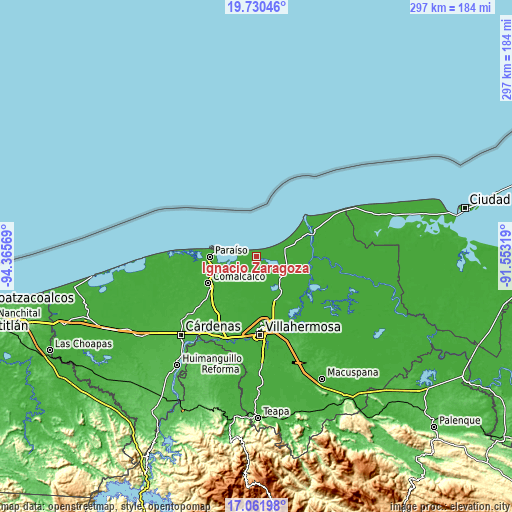 Topographic map of Ignacio Zaragoza