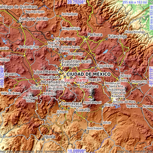 Topographic map of Santa Martha