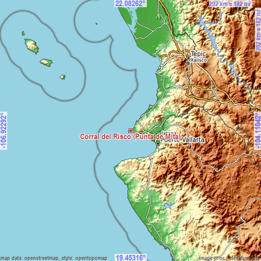 Topographic map of Corral del Risco (Punta de Mita)