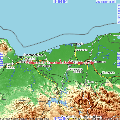 Topographic map of Poblado C-21 Licenciado Benito Juárez García