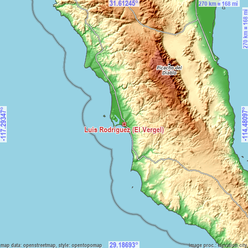 Topographic map of Luis Rodríguez (El Vergel)