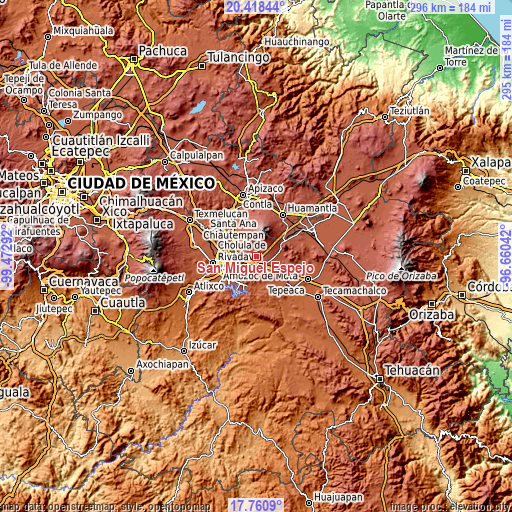 Topographic map of San Miguel Espejo