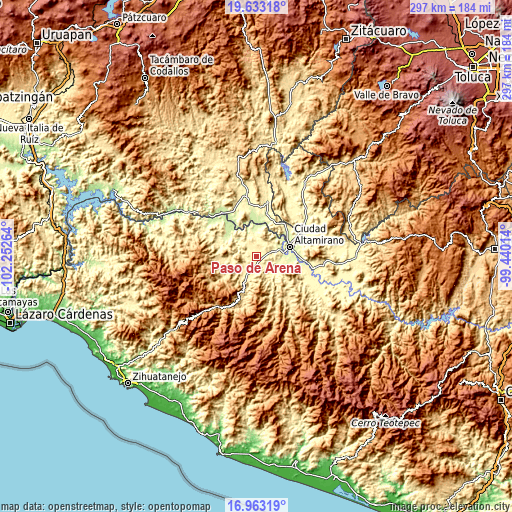 Topographic map of Paso de Arena